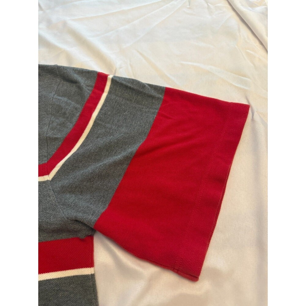 Vintage Y2K Phat Farm Polo Shirt 3XL Red Gray Striped Logo Graphic Mens - Picture 16 of 16